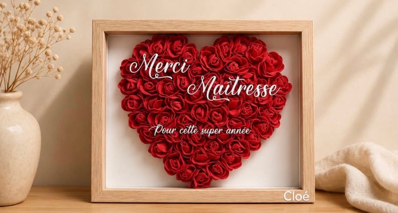Cadre Merci Maîtresse en couleur bois